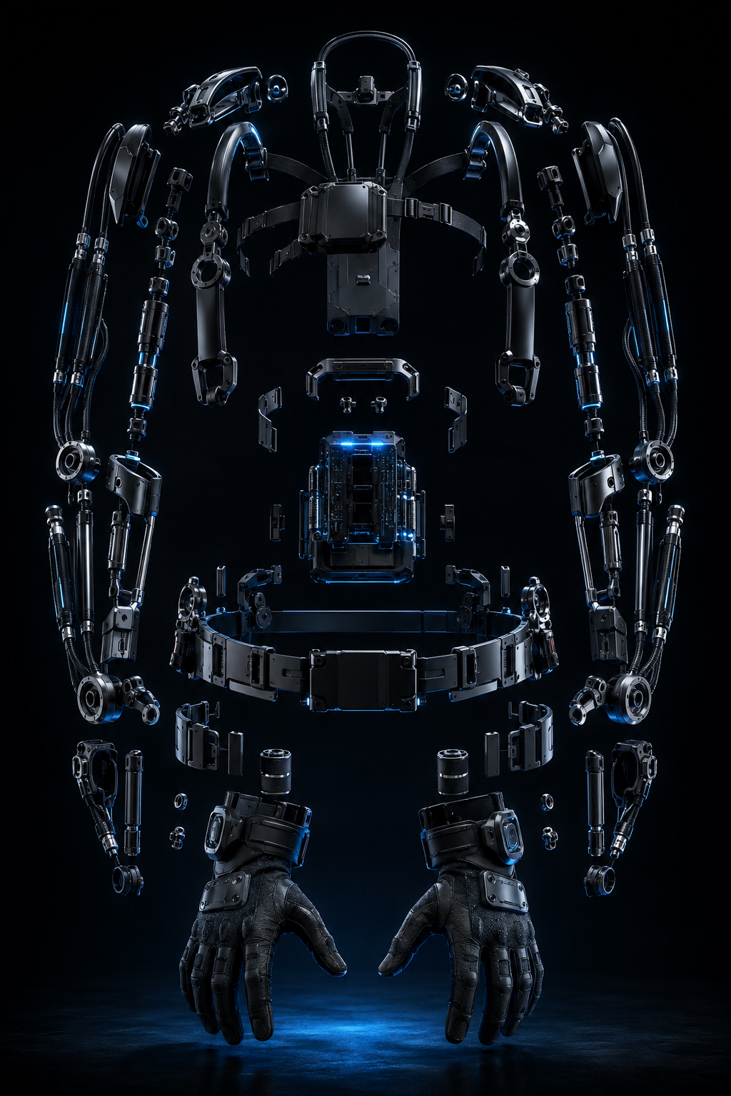 Exploded view of the ZYEXO upper limb exoskeleton system