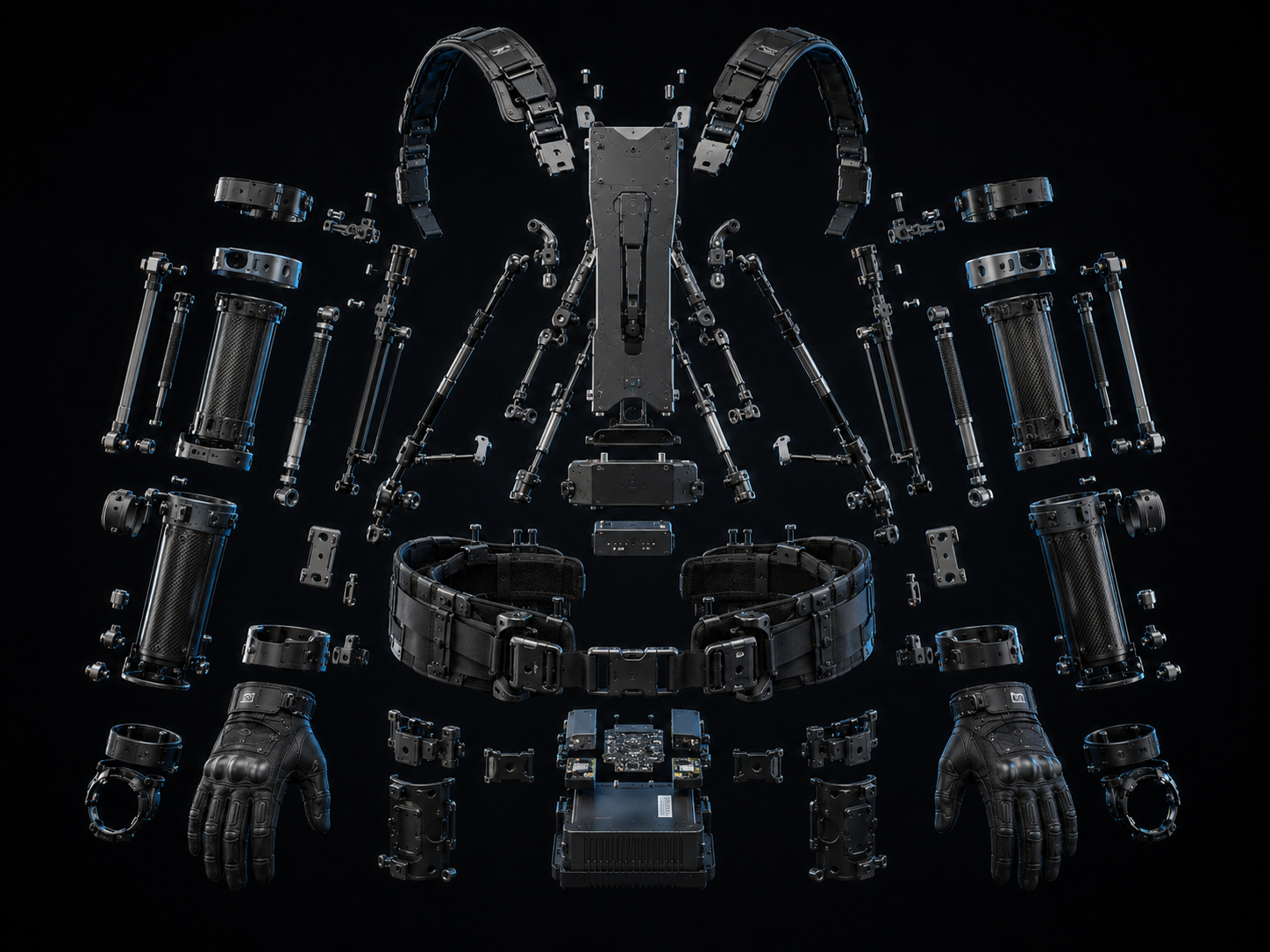 Exploded view of the ZYEXO upper limb exoskeleton system